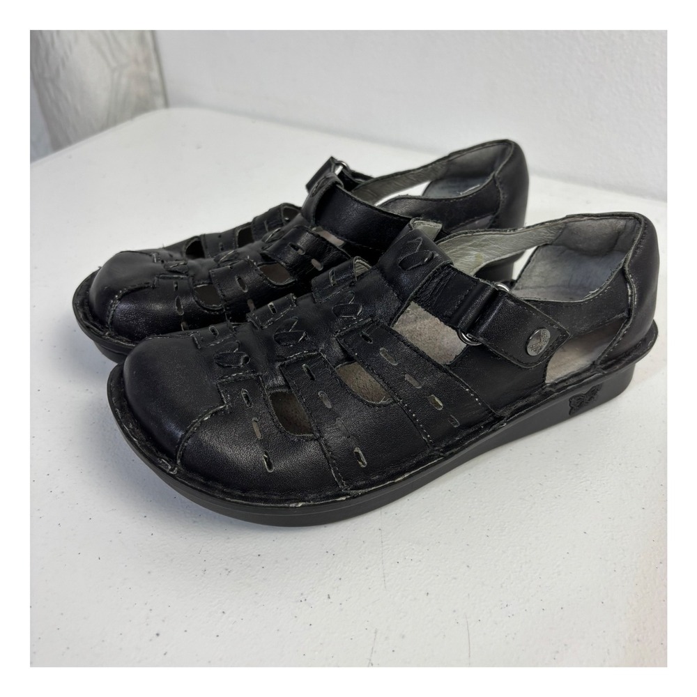 Alegria Pesca Fisherman Sandal Leather Comfort Shoes Granola Black Women 5-5.5